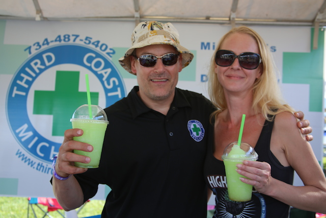 Michigan activist Jamie Lowell and Melissa from Third Coast dispensary of Ypsilanti, MI enjoy frozen ganja iced drinks.