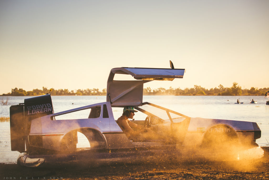 Handmade, custom designed, crowd funded, traffic stopping, time traveling Delorean hovercraft, proving that impossible dreams can come true! (Photo by John Felix Shaw)