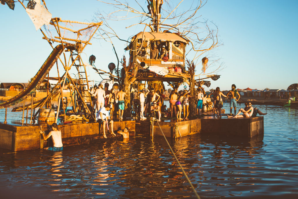 Created by Drift Tribe, this floating island hosted dance parties all day long. (Photo by Marisa Pfenning)