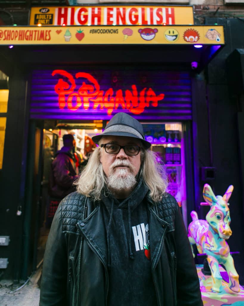 Ron English outside the Popaganja pop up shop on Manhattan's Lower East Side.